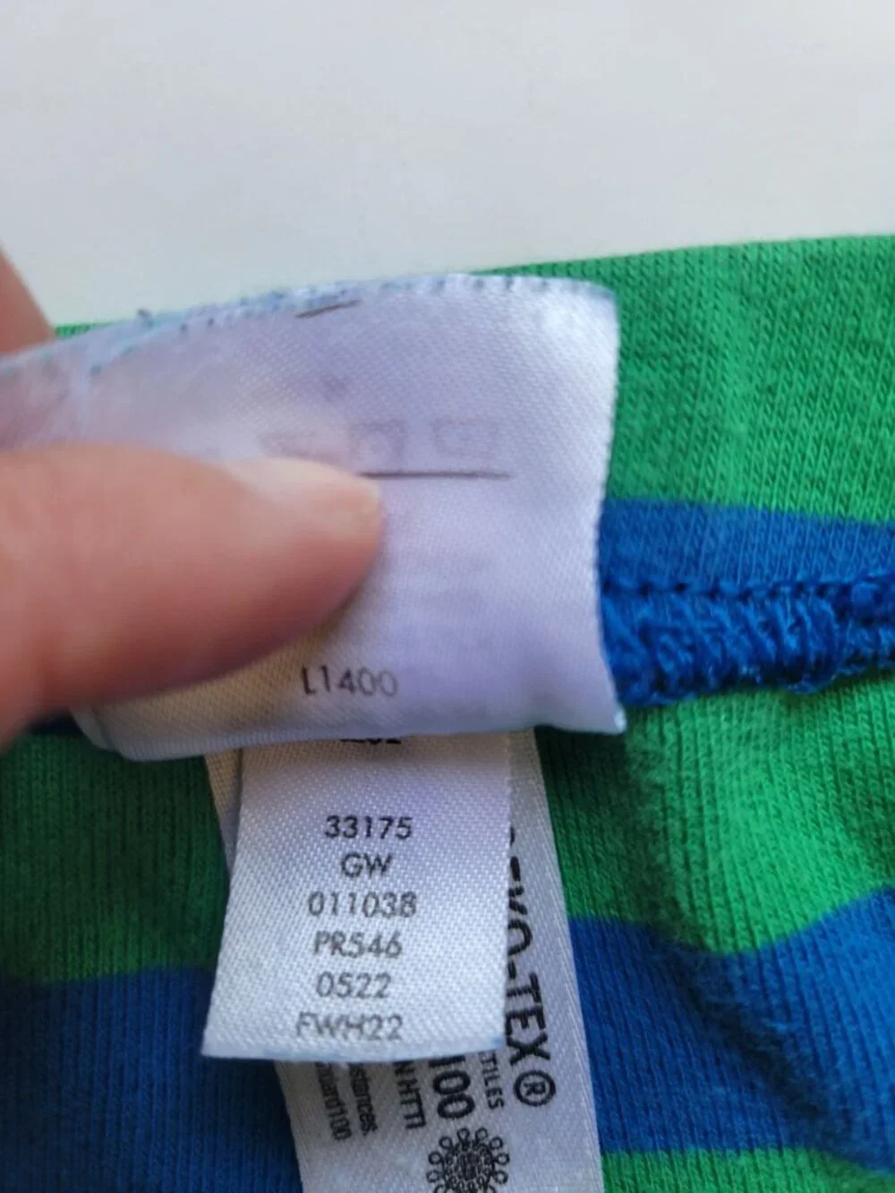 Hanna Andersson striped long john pajama pants blue and green with orange cuffs